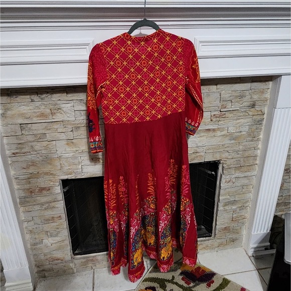 Anarkali‎ Kurta - Pink Printed Indian Dress Ethnic Wear - Kurta Women size XS - Picture 12 of 14